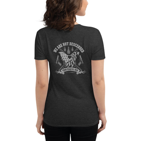 In stock We Are Not Descended from Fearful Men Women's short sleeve t-shirt (Back Design) - Mainstream Freedom